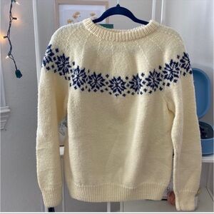 Cozy Cream and Blue Snowflake Sweater